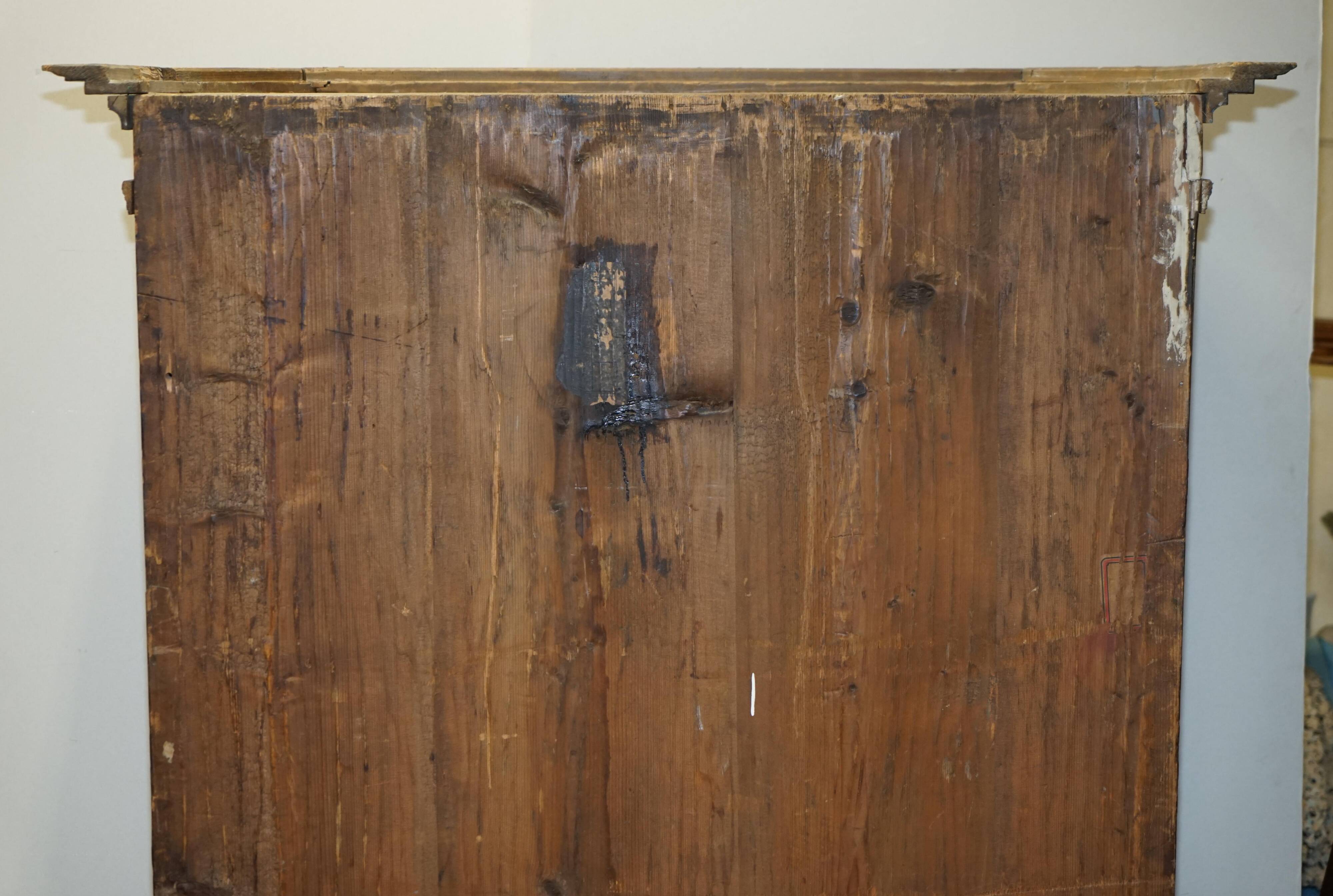 Armoire de mariage allemande peinte à la main, ancienne, 1829-1851