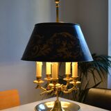 Large hot water bottle lamp with 5 bronze lights, empire style