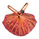 Vintage red folding basket, 70s - rattan and mesh.