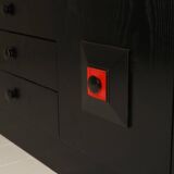 Brutalist Belgian buffet in black and red from the 1960s.