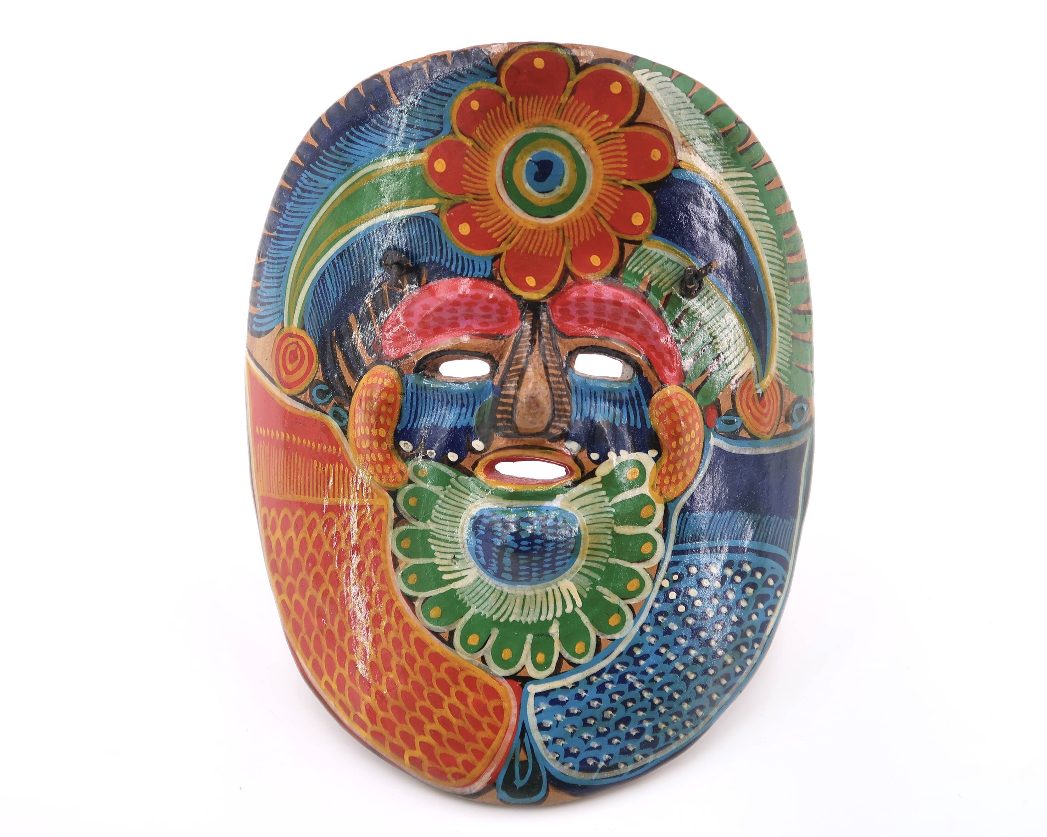 Colorful Mexican terracotta mask, 1970s