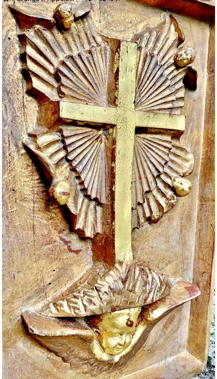 Panneau d’église en bois doré sculpté XIX