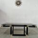 Coffee table in black and gold metal, smoked glass 70 years Romeo Rega vintage