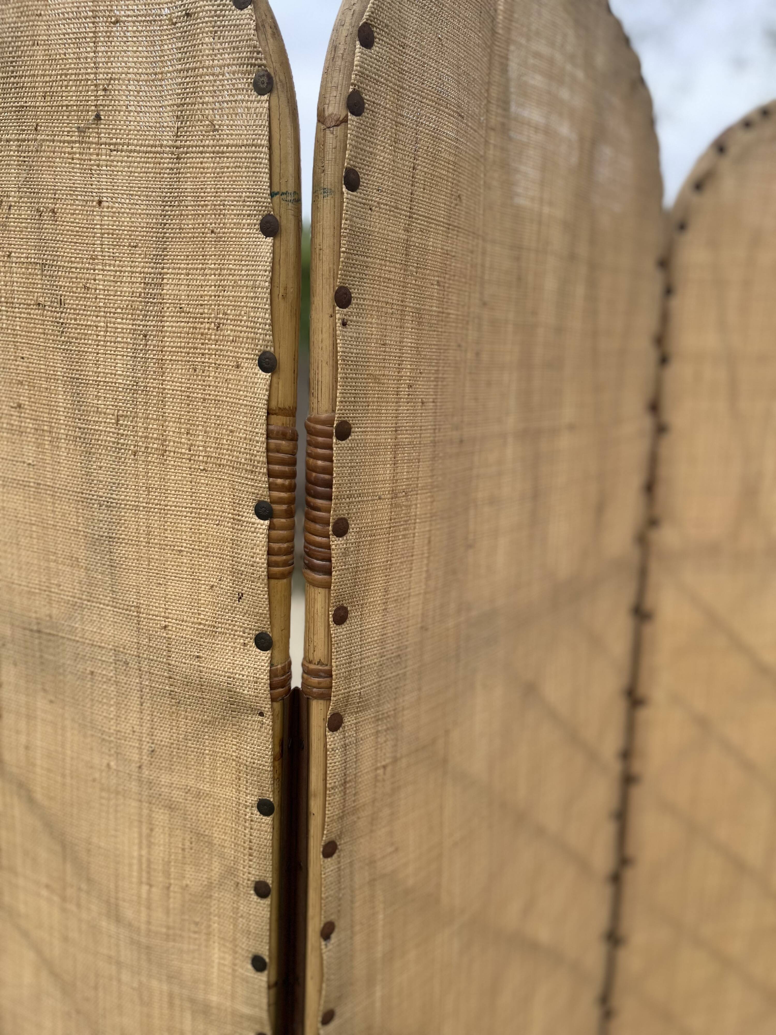 Rattan and bamboo screen