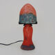 Lampe champignon en pâte de verre marmoréen orange bleu, année 80