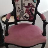 Louis XV armchair renovated and restyled "I love Paris"