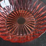 Chiseled pink glass salad bowl
