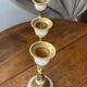 Three-light mother-of-pearl and brass candlestick