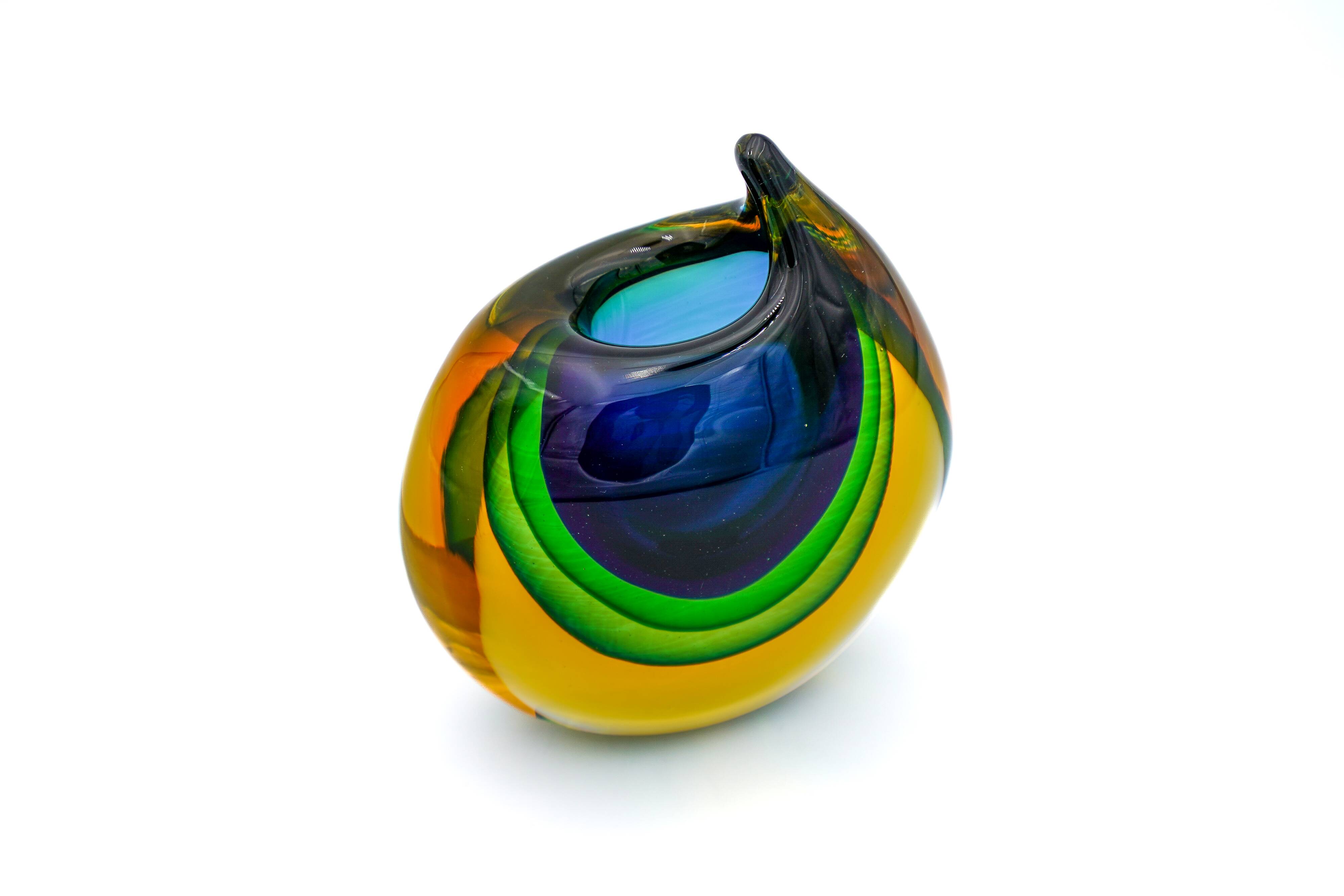 Masterpiece Murano – Vase "Sommerso" par Luigi Onesto – Signé & Étiqueté