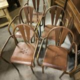 Set of 5 steel garden armchairs circa 1940/50