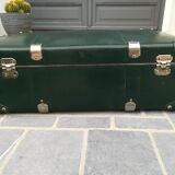 Old green cardboard suitcase