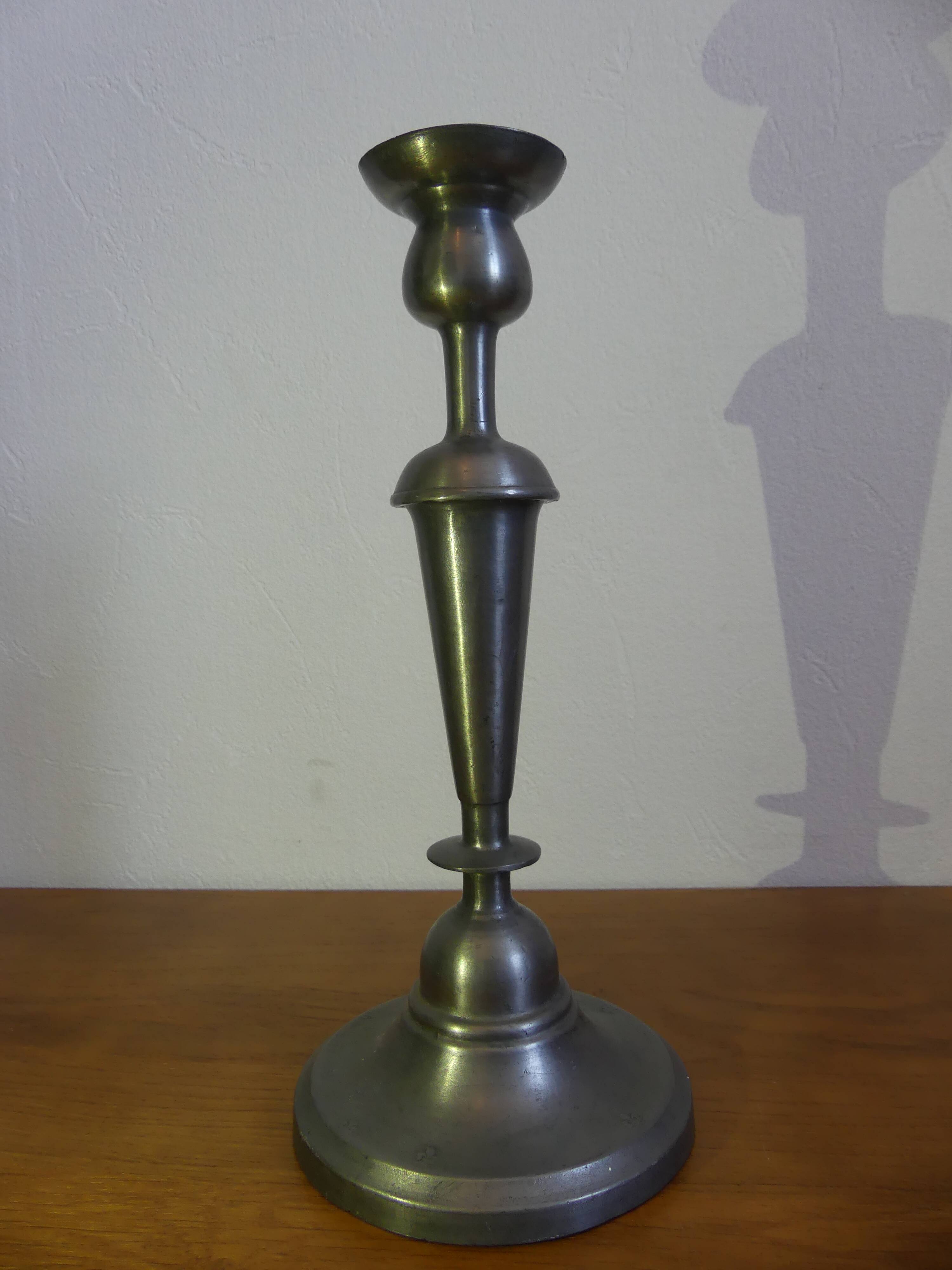Pewter candle holder