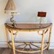 Table console d’appoint en rotin avec miroir rose