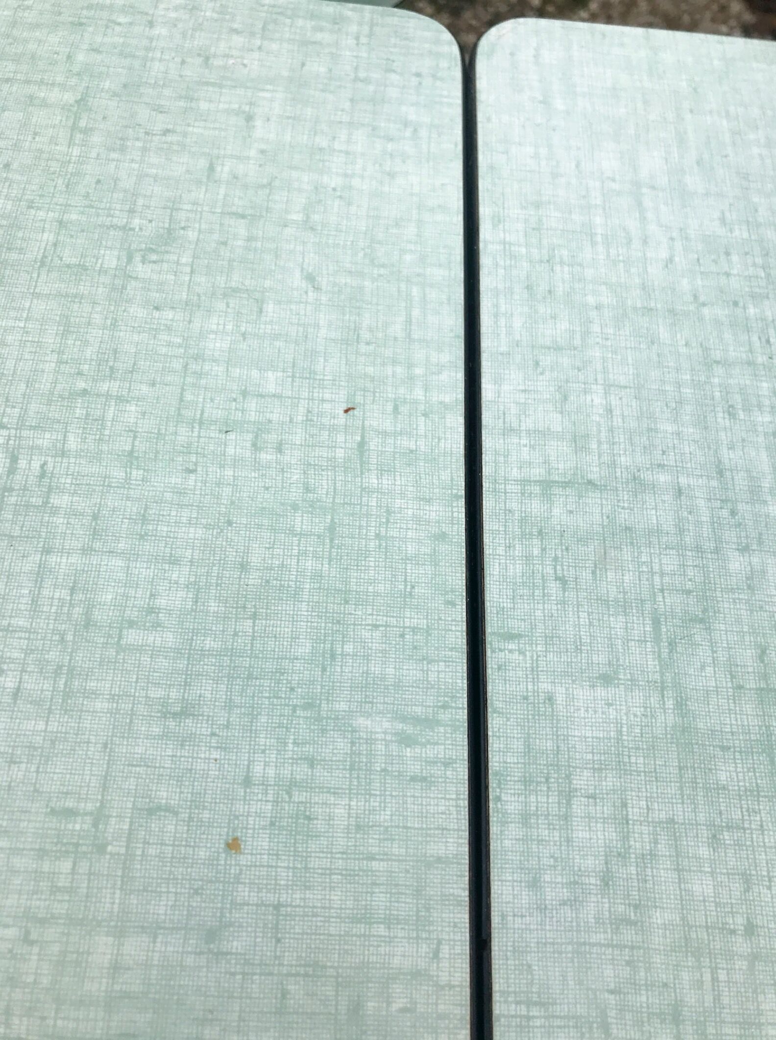 Table and chairs in water green formica