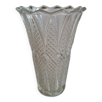Transparent crystal/glass vase h30 cm