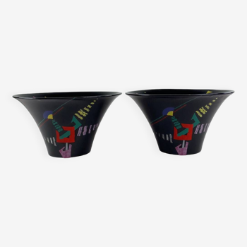 Pair of geometric pattern cups