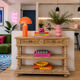 Console chêne brut massif décor végétal sculpté fin XIXe