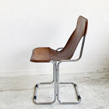 Chair 1960 leather and vintage metal