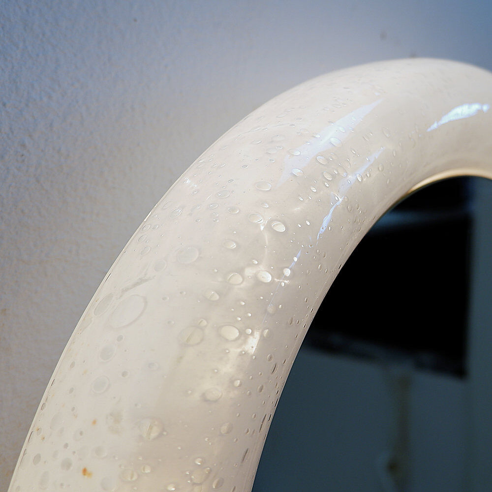Vintage illuminated mirror in bubbled glass by Limburg - 1970s