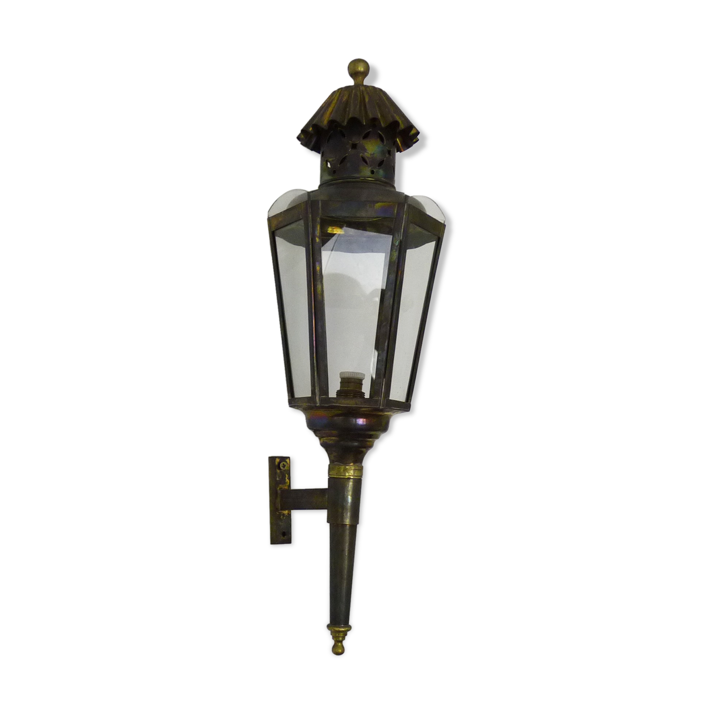 Old carriage lantern, cab, copper with 6 faces. Interior lamp. Year 60 70