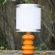 Bedside lamp, vintage table lamp, orange ceramic lamp with plastic lampshade, 70's