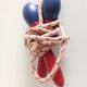 Old wooden jump rope red and blue / vintage