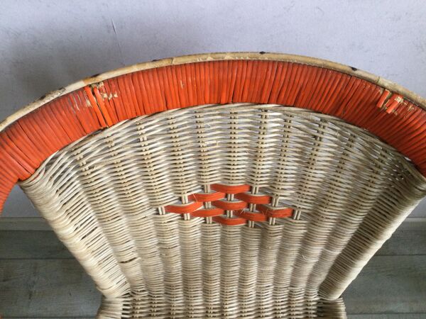 fauteuil en rotin et bambou motif orange