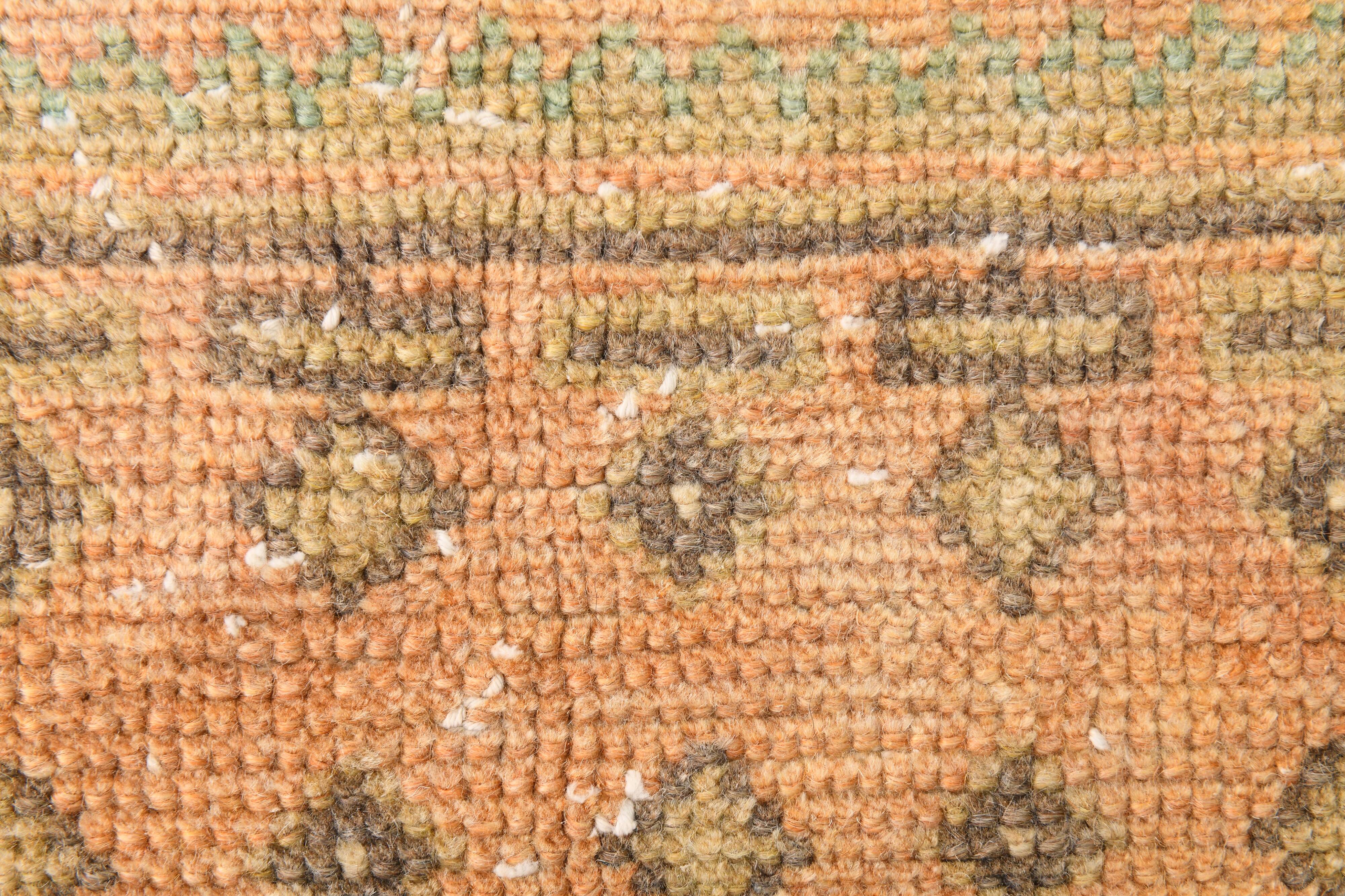 2x5 Turkish Vintage Runner Rug: Light Orange Peach Handmade Carpet 75x170Cm