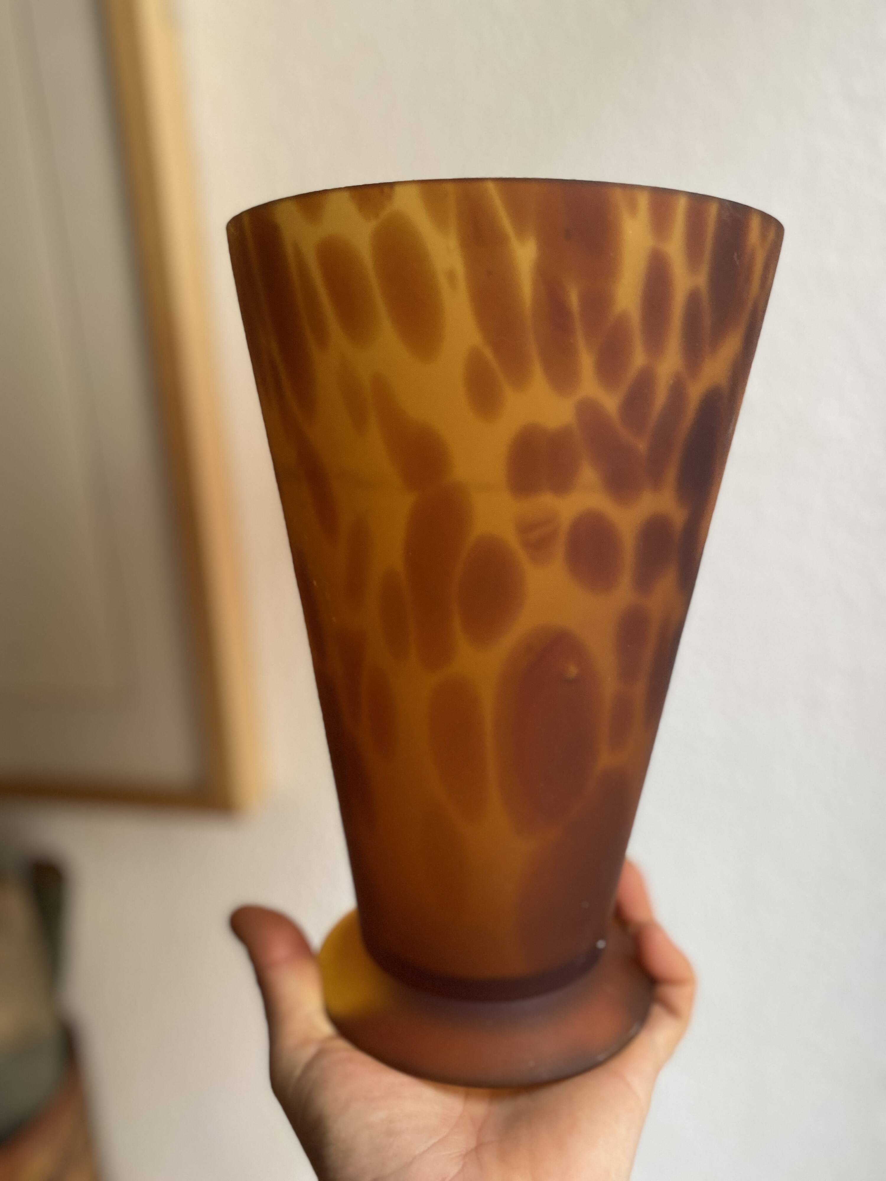 Vase verre soufflé vintage léopard écaille de tortue
