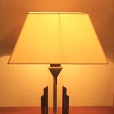 Hollywood regency Boho regency skyscraper table lamp in brass and lucite, 1970s