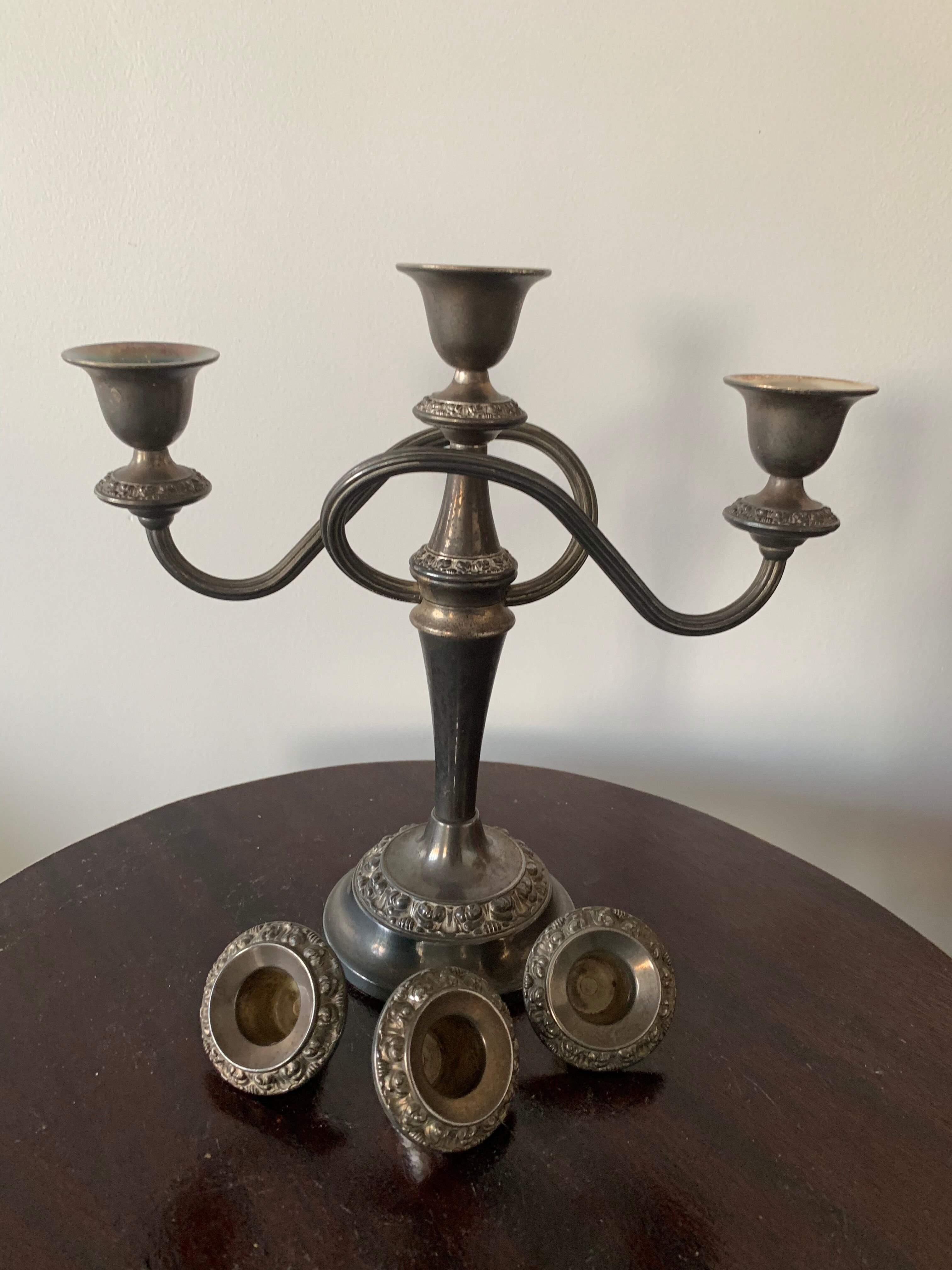 Bougeoir, silver metal candelabra