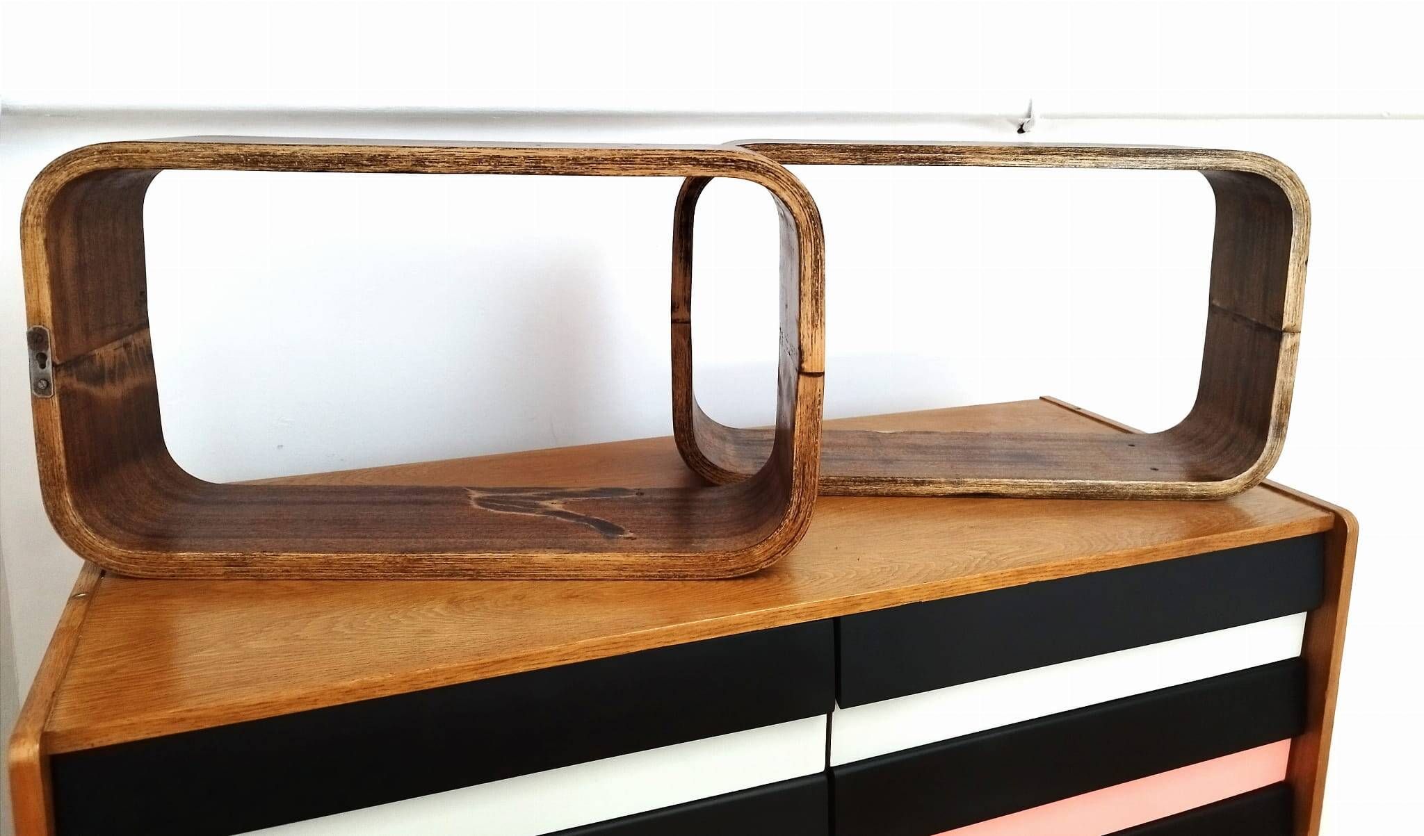 Czech Decorative Shelves attributed to Ludvik Volak , 1960s, Set of 3