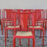 Series of 12 Tolix bistro chairs by Xavier Pauchard model T4 - 1950s