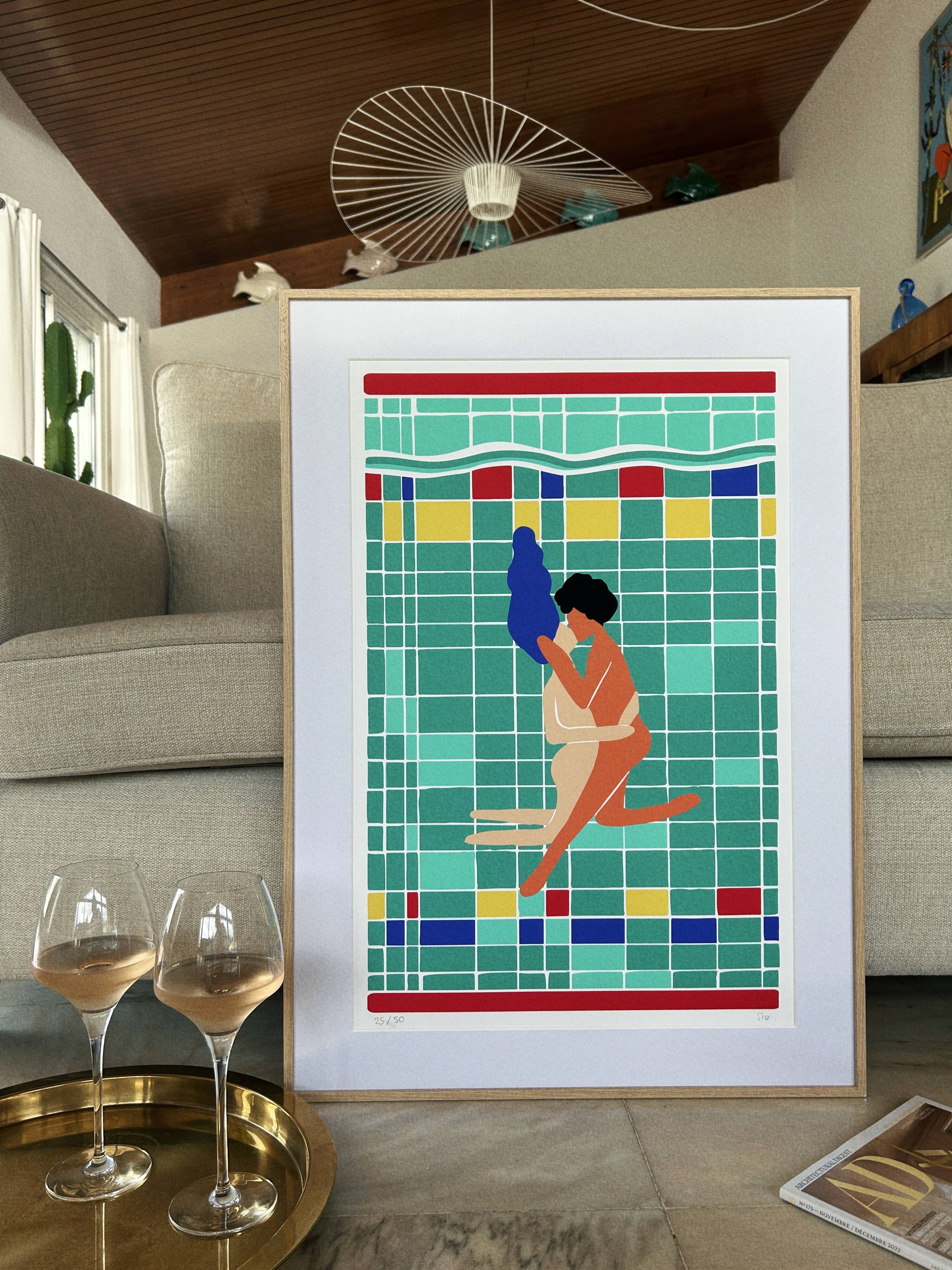 Art Illustration, The Swimmers, signed by the Artist Sho