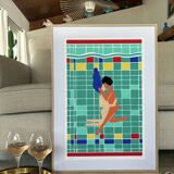 Art Illustration, The Swimmers, signed by the Artist Sho