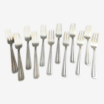 12 fourchettes à dessert métal argenté poinçonné art déco