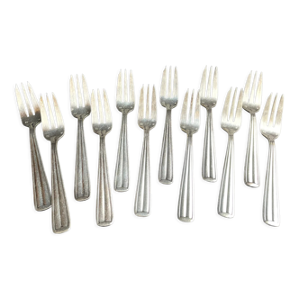 12 Dessert Forks – Hallmarked Silver Metal – Art Deco