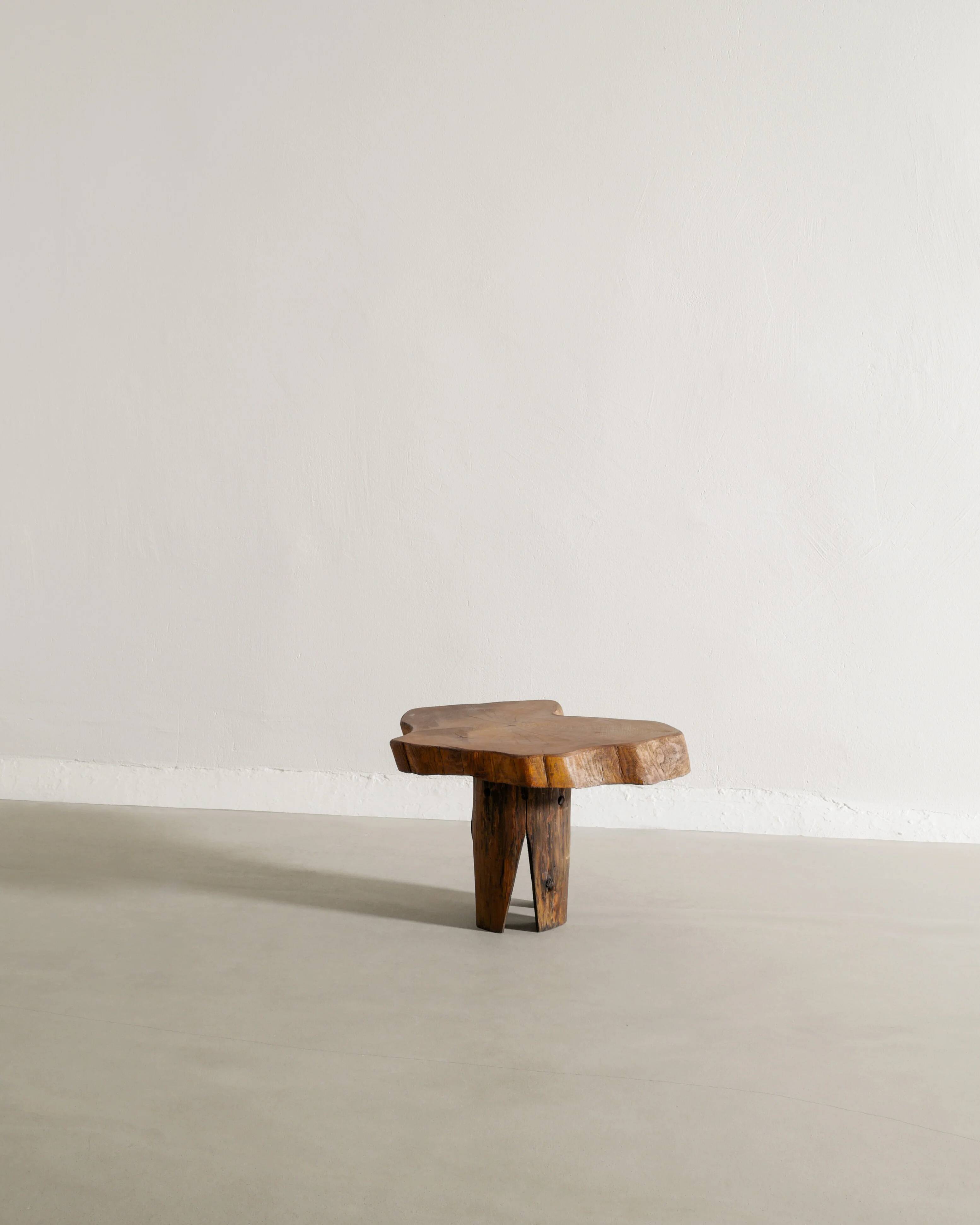 Vintage Small French Free Form Sculptural Side Wooden Sofa Table, 1960s