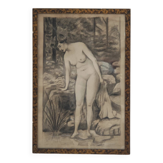 Charcoal Nude Woman Framed Print