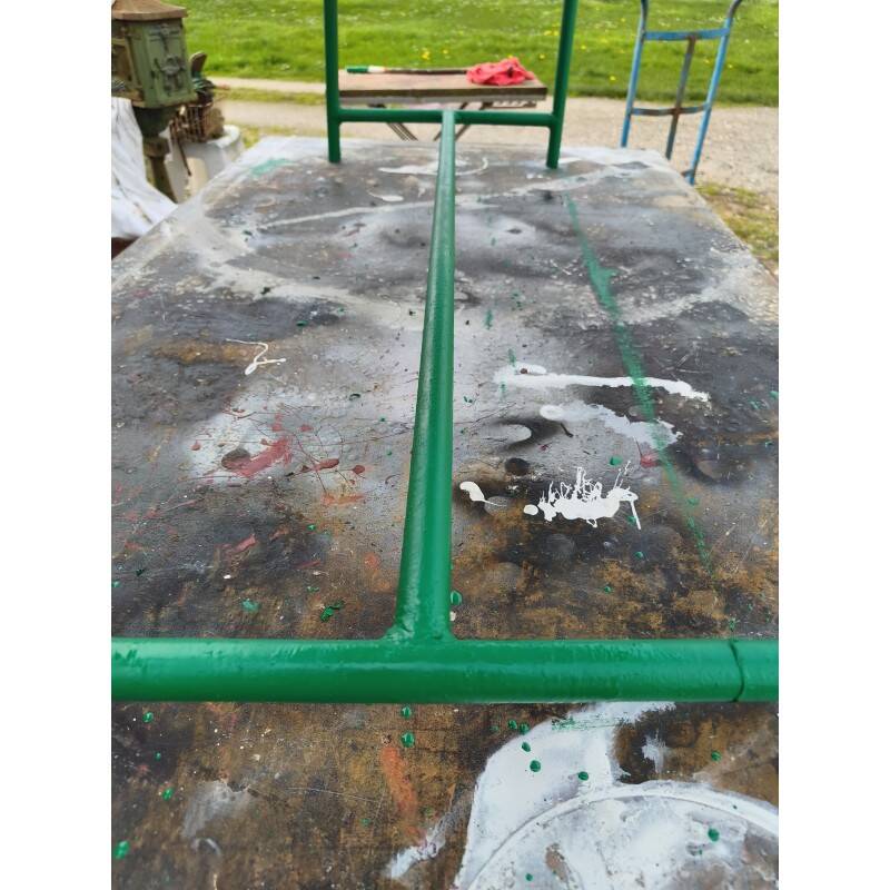 Banc des années 50 en fer et bois