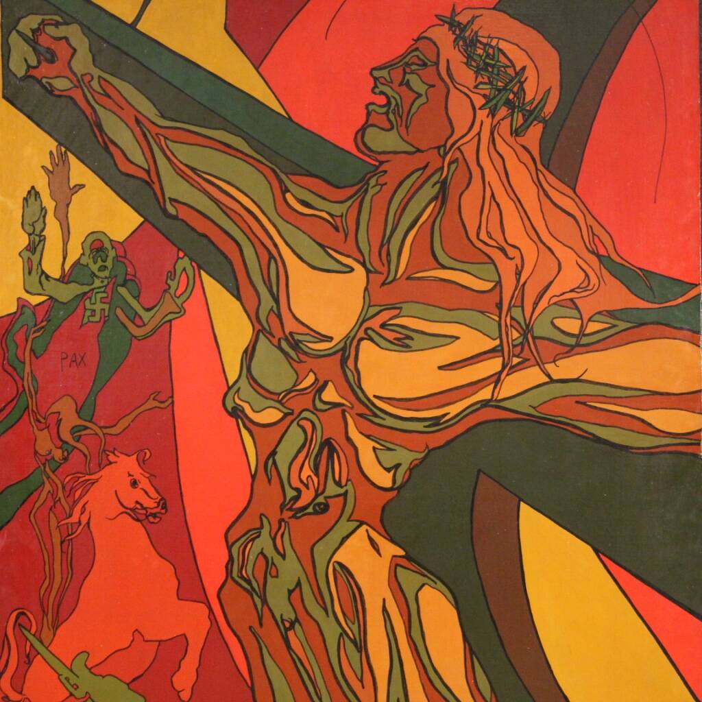 Surrealist Italian painting Crucifixion from the 20th century