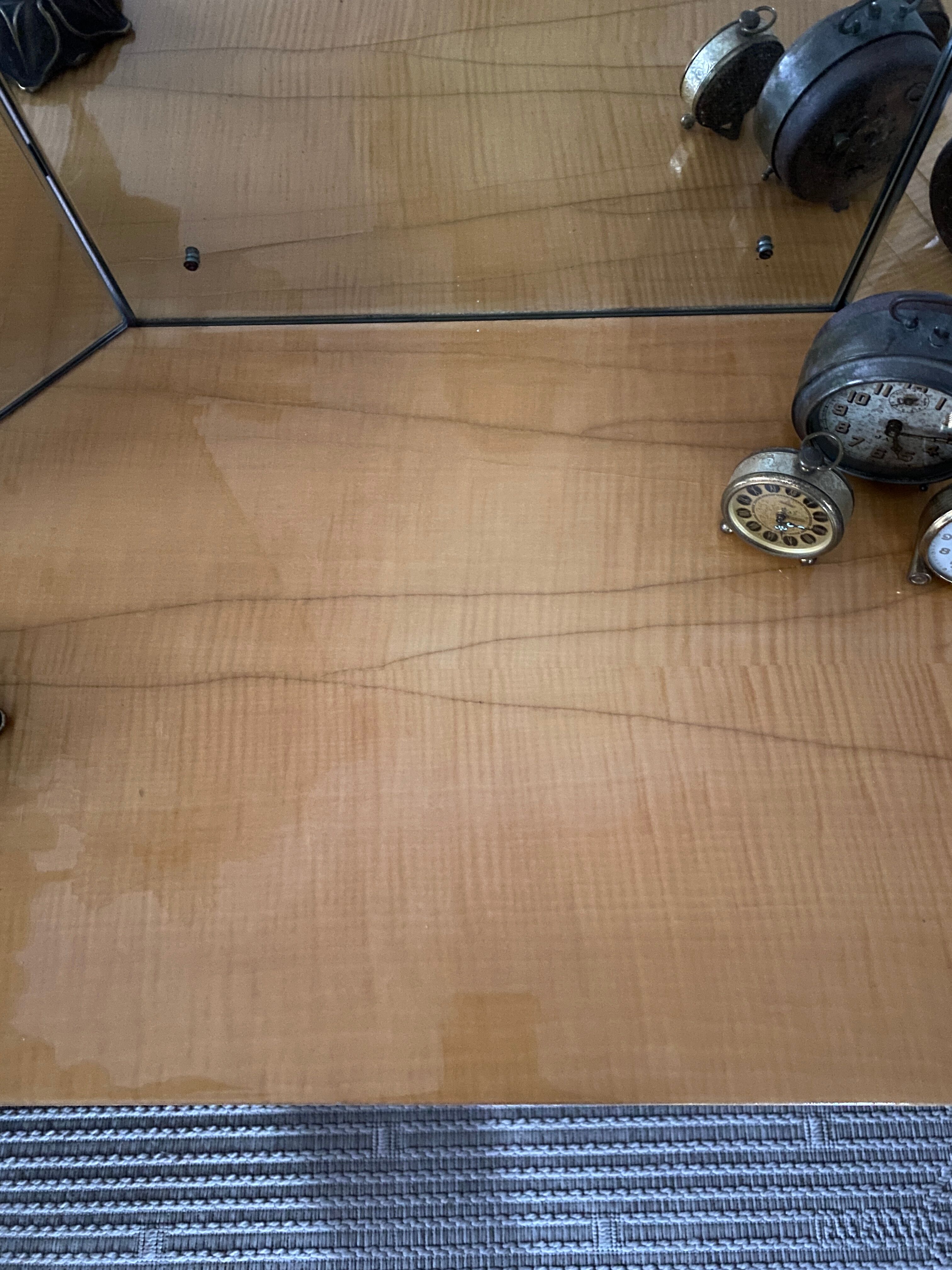 Dressing table in a vintage mirror triptych