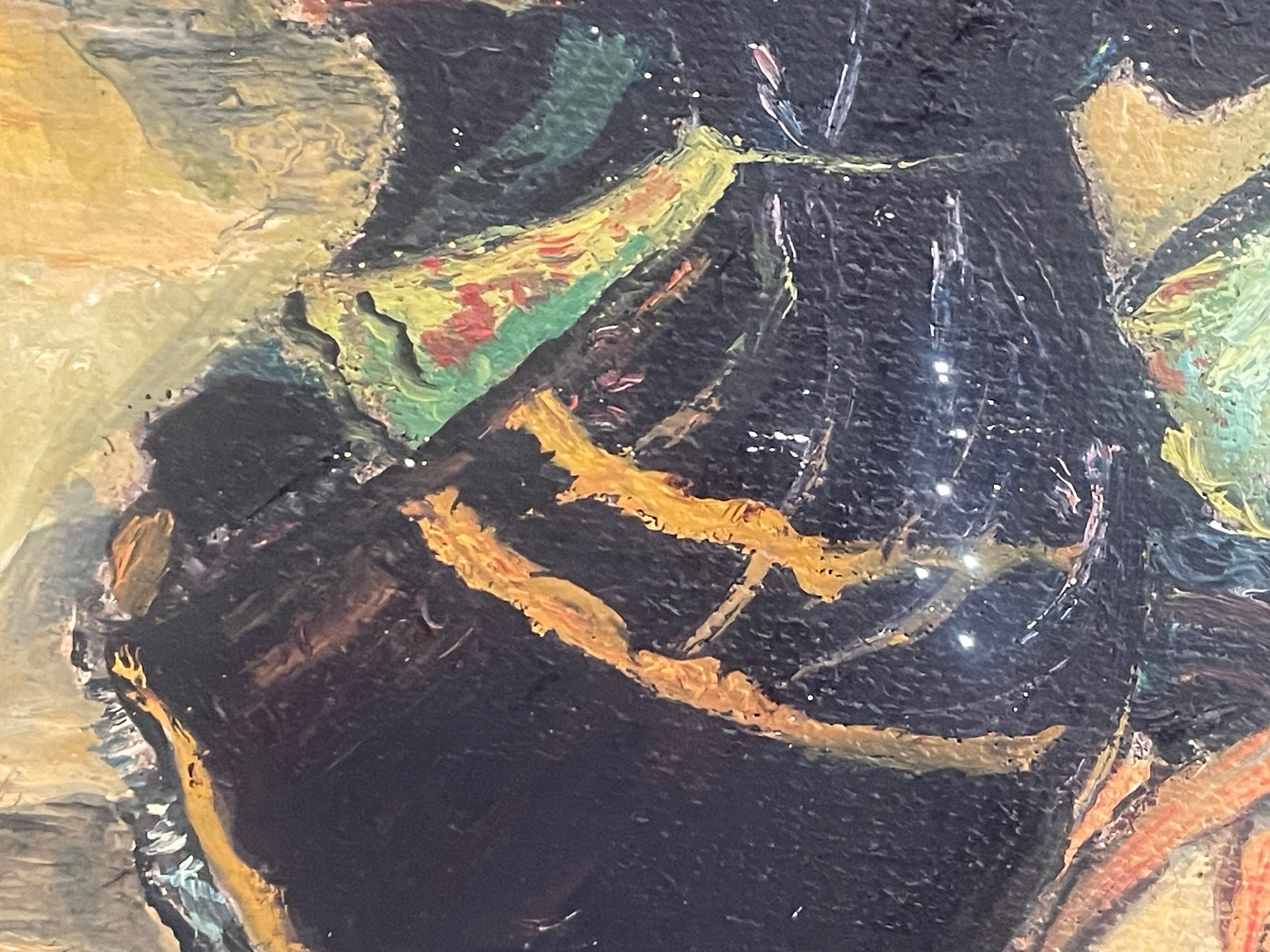 Oil on canvas, Breton scene, Breton village, signed Le Hellocq, Pont Aven