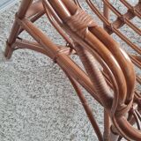 Vintage 1970s rattan bench