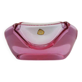 Cendrier ou vide-poches totalement violet rare des années 1950 en verre de Murano. 18 cm