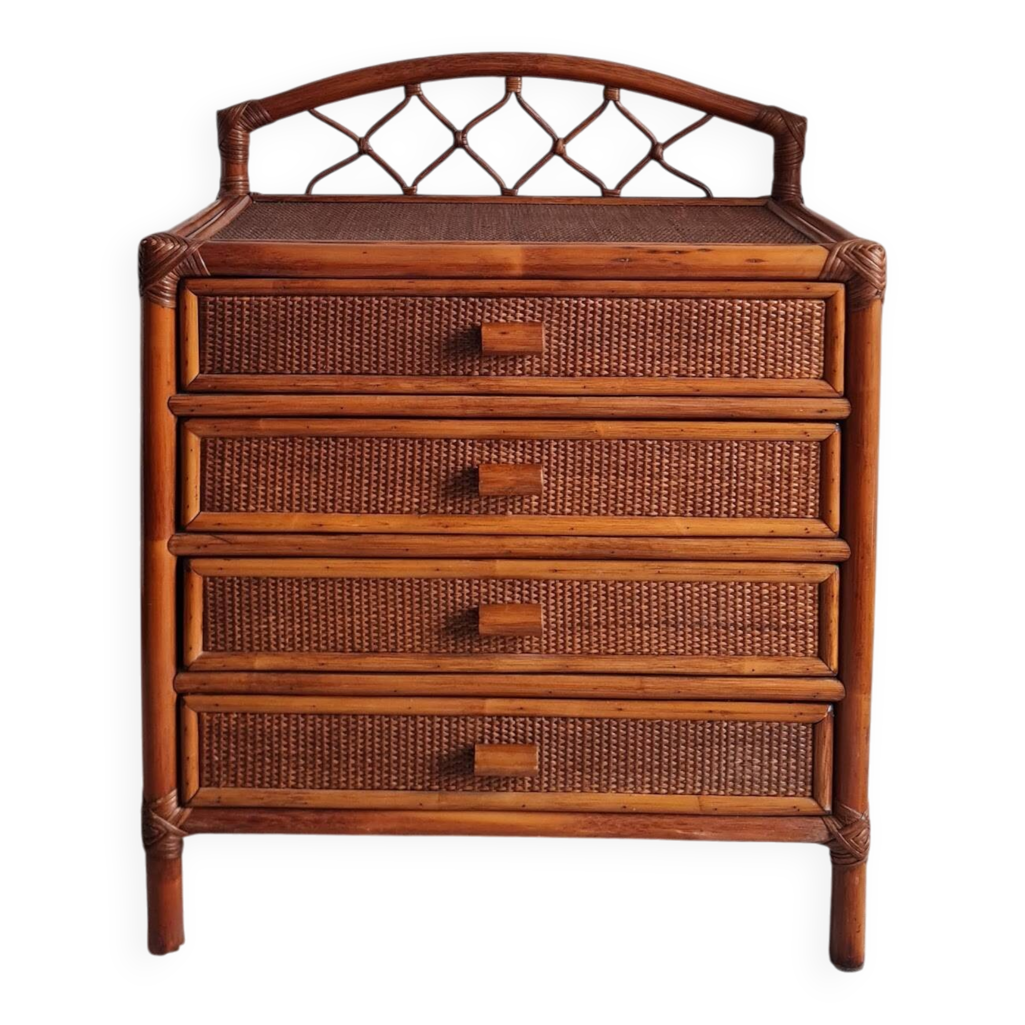 Rattan chest of drawers from the 1970s.