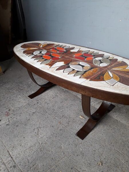Ceramic coffee table period 1960 vintage / Corroyez