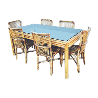 Bamboo dining table and chairs set
