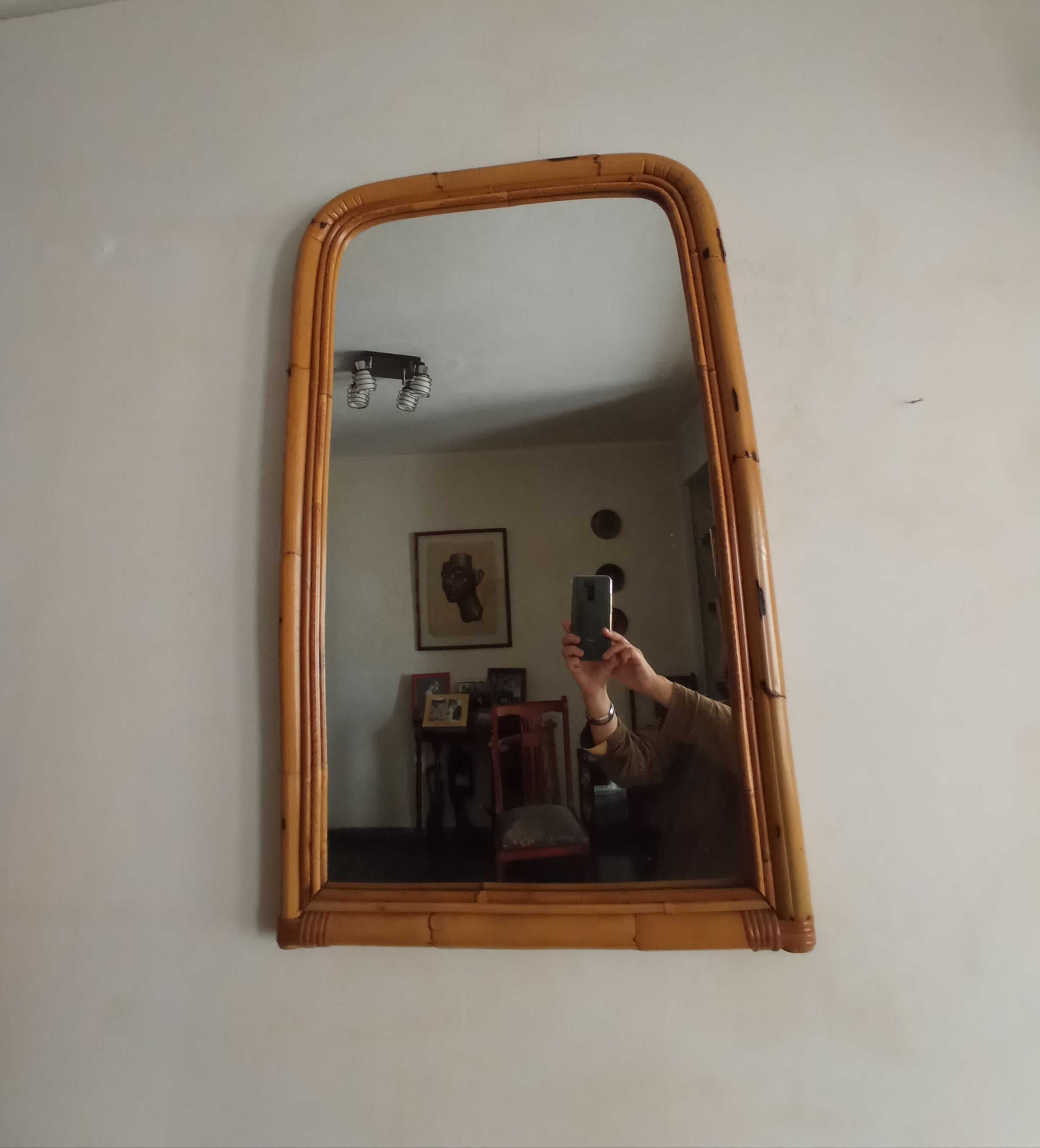 Vintage bamboo mirror 49x81cm
