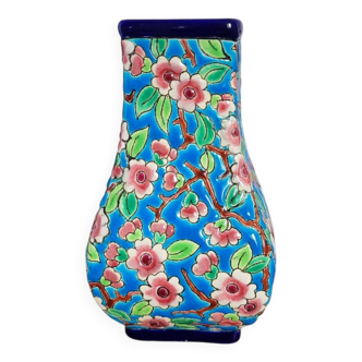 Vase en émaux de Longwy fleurs de cerisier